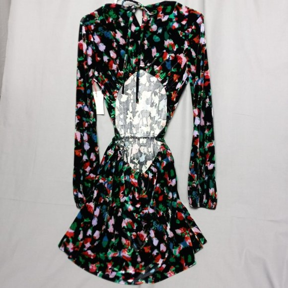 NWT Open Edit Open Cut Out Back‎ Velour Long Sleeve Skater Minidress Sz XS - Picture 8 of 13
